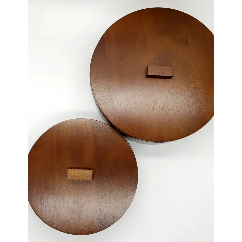 2 Stackable Natural Wood Boxes, Storage Trinkets Jewelry Décor